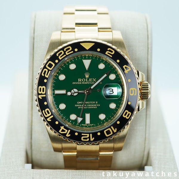 FSOT: Rolex 116718 GMT MASTER 2 18K YELLOW GOLD GREEN DIAL …
