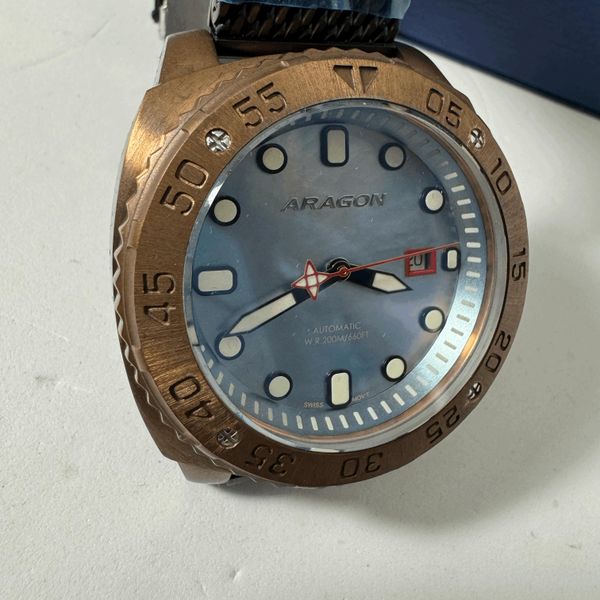 FS: ARAGON PARMA, Bronze with Platinum MOP diver watch, ETA…
