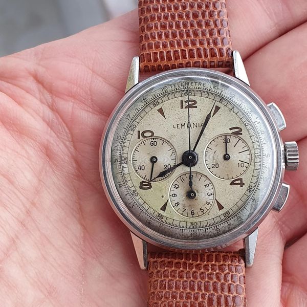 Lemania ch27 C12 Chronograph Stainless Steel Three Register…