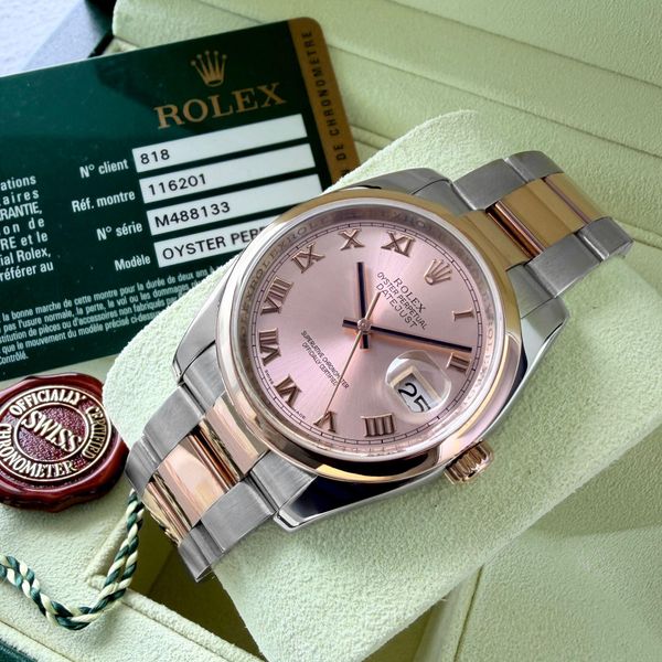 [WTS] 36mm Rolex Datejust 116201 Two Rose Gold Roman Numera…