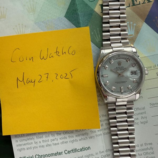 [WTS] 36mm Rolex Platinum President 118206 Glacier Blue Dia…