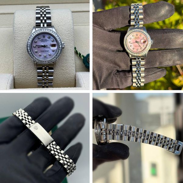 1984 Rolex Datejust 26mm 69160 Custom Pink MOP Natural Diam…