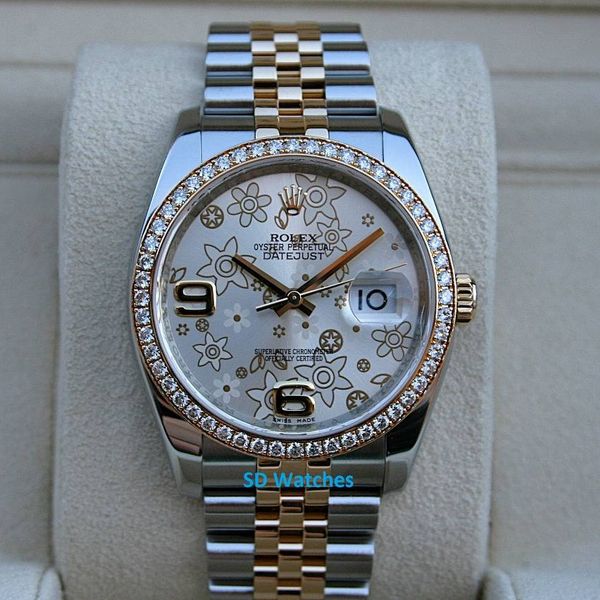 FS: Rolex 116243 Datejust 36MM Floral Dial Diamond Bezel Ju…