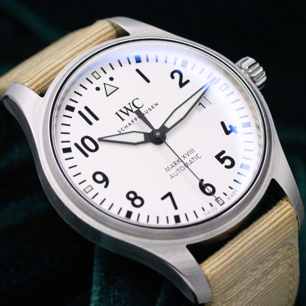 FSOT: IWC Pilot’s Watch Mark XVIII Silver Dial Beige Strap …