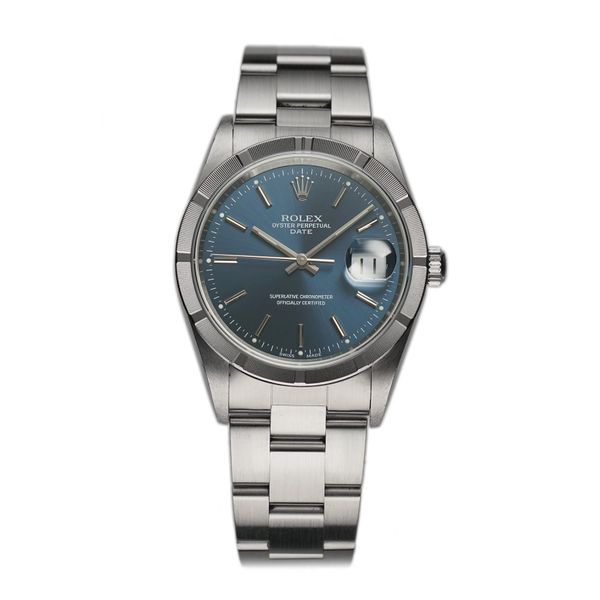 Rolex Oyster Perpetual 34mm Vintage Steel Engine Turned Bez…