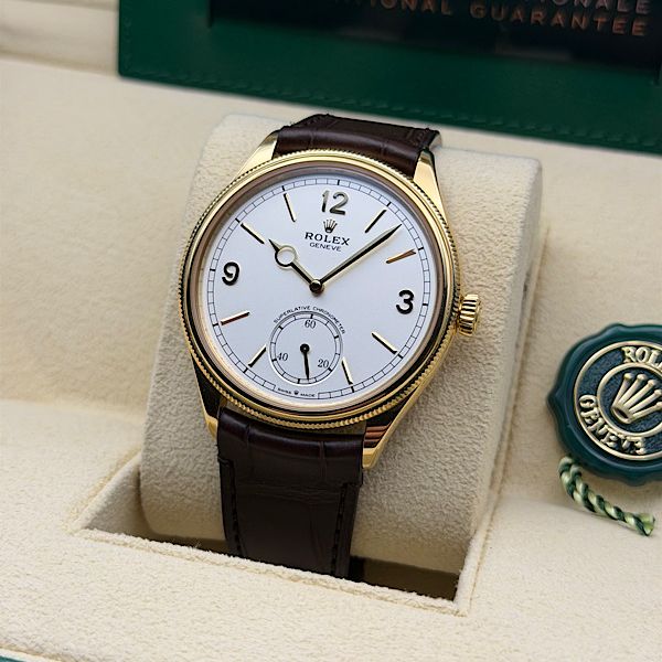FS: 52508 Rolex 1908 Yellow Gold White Dial FULL SET