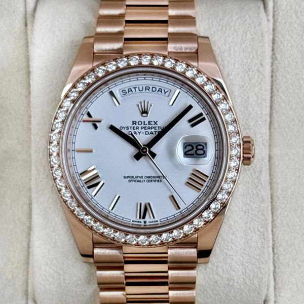 FSOT:2022 Rolex Day-Date 40mm 228345RBR Rose Gold White Dia…