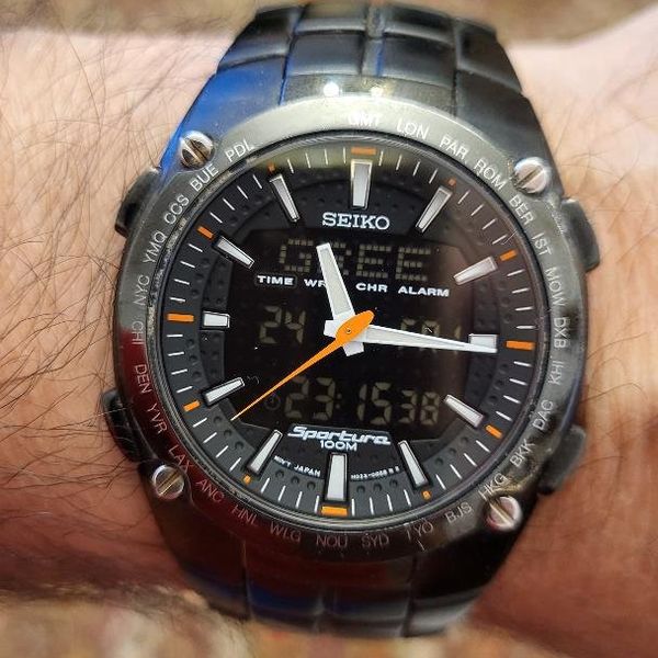 Seiko Sportura H023-00E0 Ana-Digi,  full black vintage