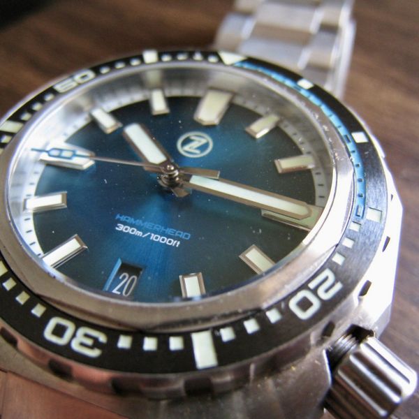 Zelos Hammerhead Steel Teal Blue Dial