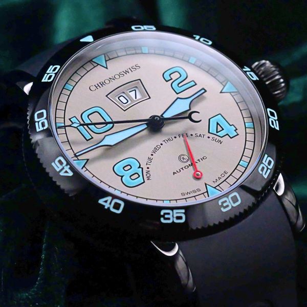 FSOT: Chronoswiss Timemaster Retrograde Day Silver Dial Bla…