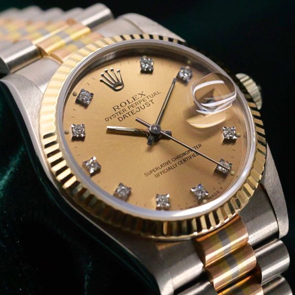FSOT: Rolex Datejust Champagne Diamond Markers Fluted Bezel…