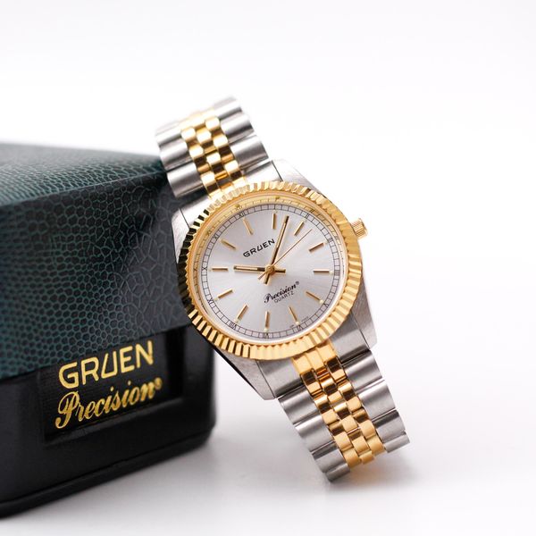 [WTS] Mint 1990s Gruen Precision Quartz Silver Sunburst Dia…