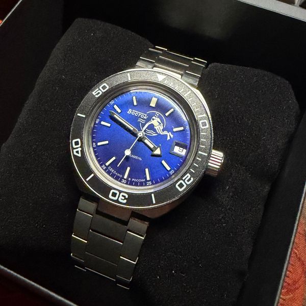 ⁠[WTS] Vostok Amphibia "Scuba Dude" Blue Dial 78010A Case A…