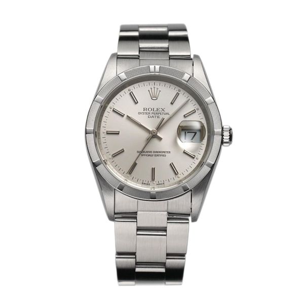 Rolex Oyster Perpetual 34mm Vintage Date Engine Turned Beze…
