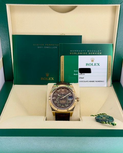 FS: Rolex Skydweller 326135 Chocolate Arabic 2018 Box and P…