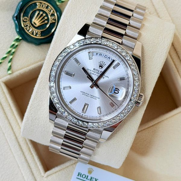 [WTS] Rolex Day Date White Gold w/ Silver Baguette Dial & D…