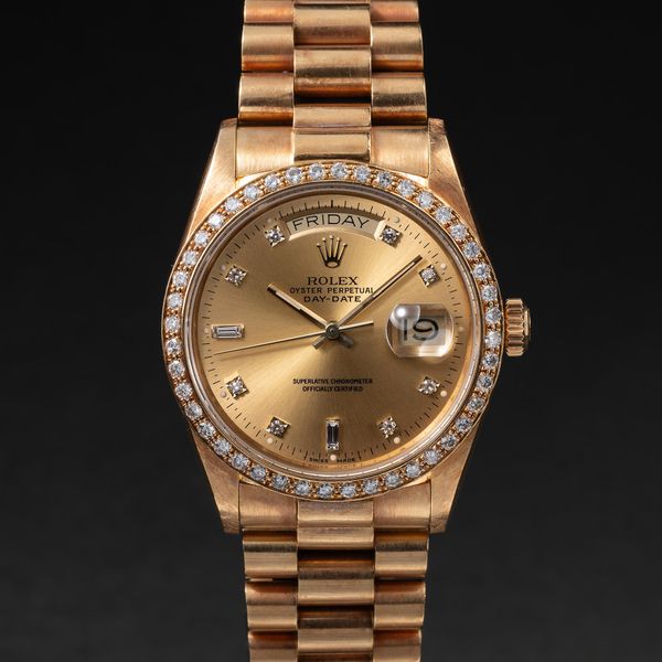 FS: 1986 Rolex 18K YG & Diamond Day-Date 18048A Champagne D…