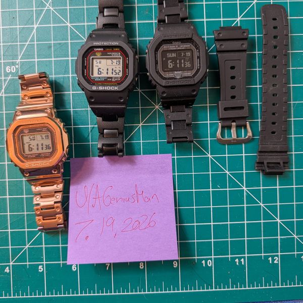 [WTS] G-Shock Square Trio: GMW-B5000GD-4 Rose Gold, DW-5000…