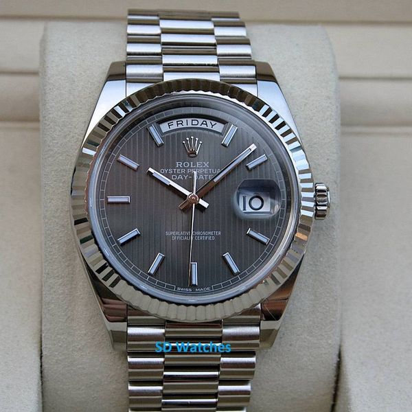 FS: ROLEX 228239 DAY-DATE 40 DARK RHODIUM STRIPE MOTIF DIAL