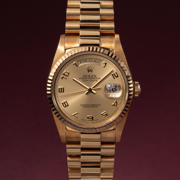 FS: 1990 Rolex 18K YG Day-Date 18238 Champagne Arabic Dial