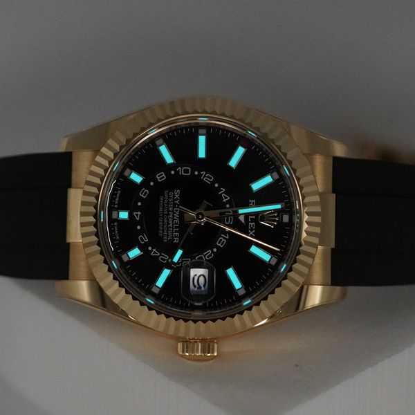 FSOT:MINT Rolex 336238 SKY-DWELLER YELLOW GOLD BLACK DIAL O…