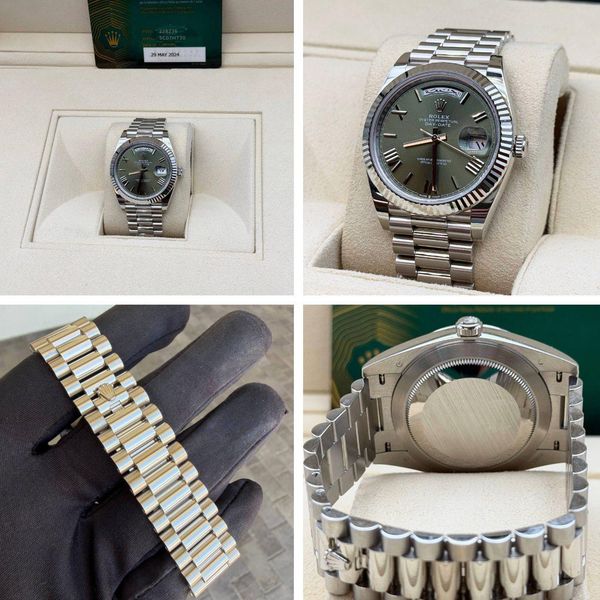 2024 Rolex Day-Date Platinum President 228236 Rare Olive Ro…