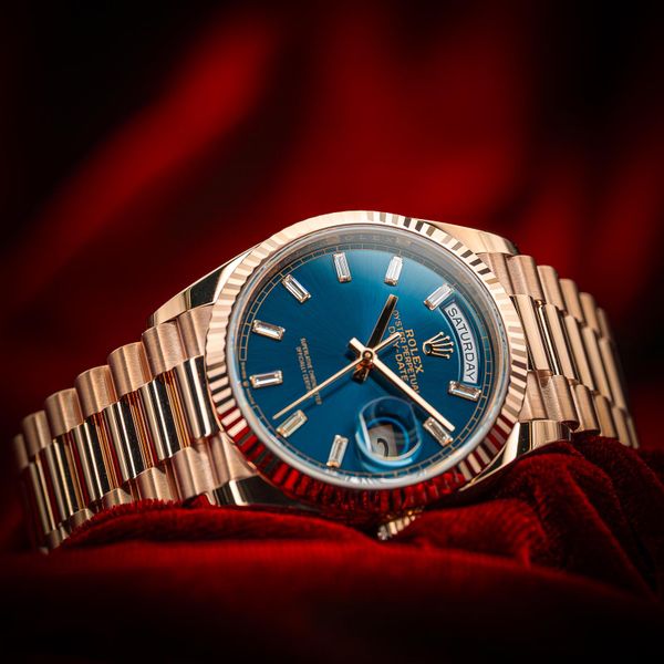 [WTS] Rolex Day-Date 128235 Everose Gold Blue-Green Diamond…
