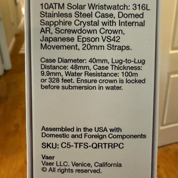 [WTS] Vaer C5 Solar USA w/ Three OEM Straps— $269