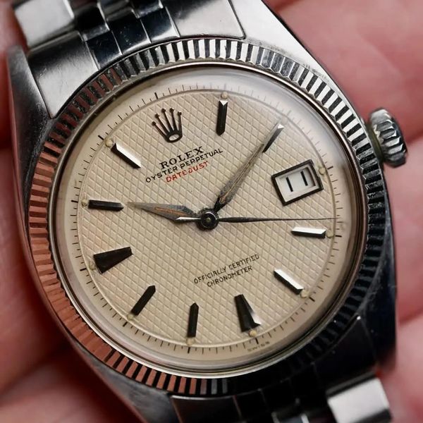 Pristine Rolex 6305 DateJust w cream waffle dial