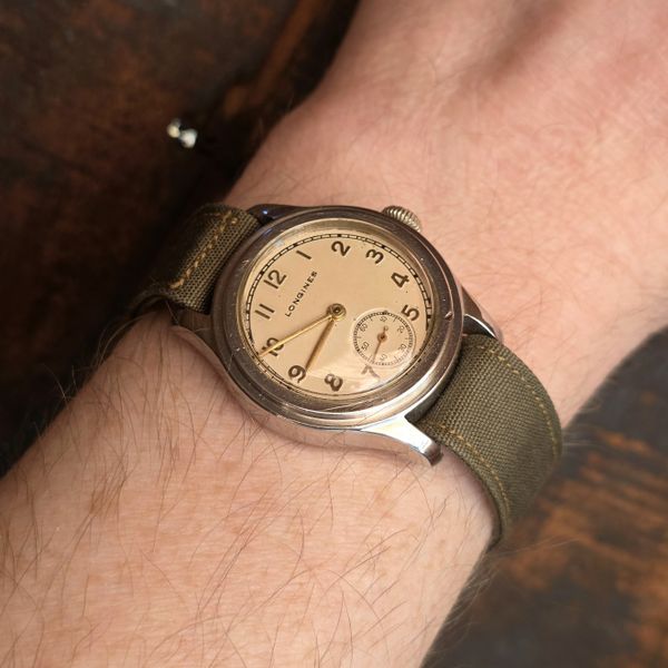 Vintage Longines Tre Tacche with stepped case, military sty…