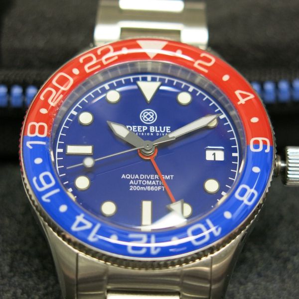 DEEP BLUE AQUA DIVER GMT AUTOMATIC 40MM SAPPHIRE BEZEL BRAC…