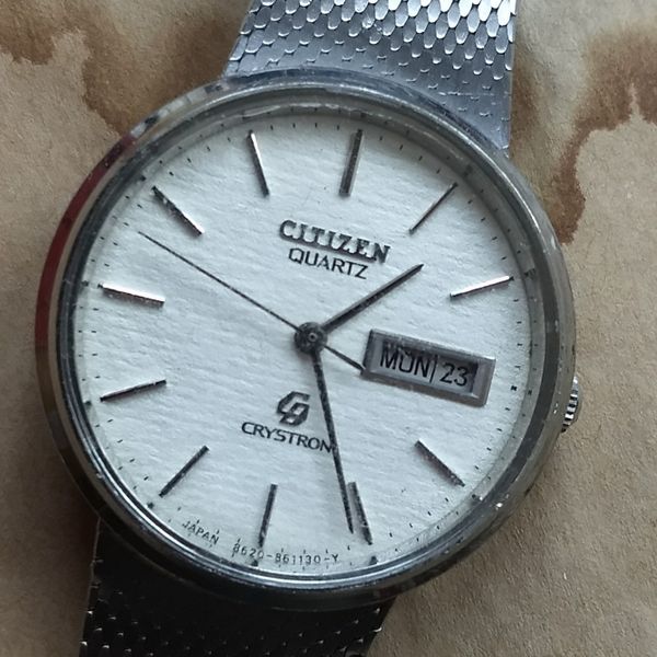 Citizen Crystron met 'paper dial' in prima staat