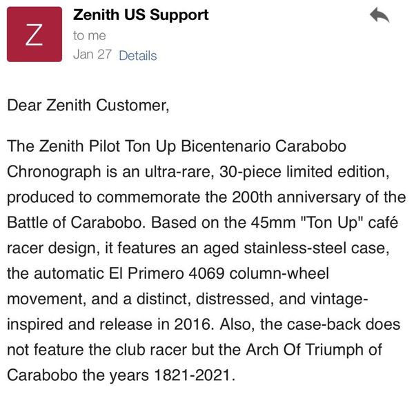 FS: ZENITH PILOT TON UP BICENTENARIO CARABOBO CHRONOGRAPH