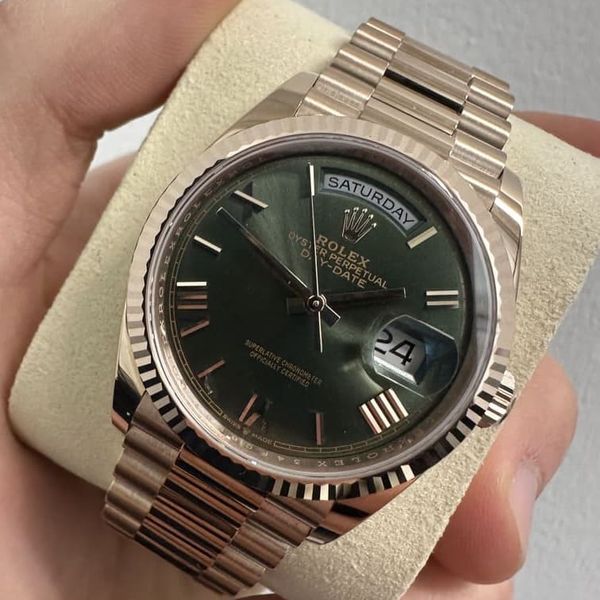 FS: Rolex Day-Date 36 128235 – Everose Gold – Olive Dial – …