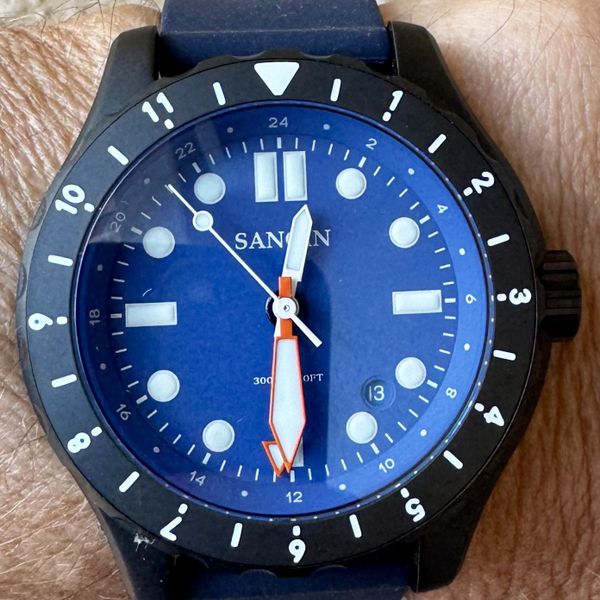 Sangin Professional Quartz GMT, DLC, Sea Blue, Reduced