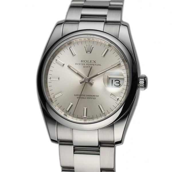 Rolex Oyster Perpetual 34mm Date Silver Index Dial 115200 -…