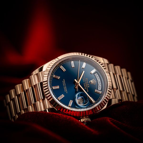 [WTS] Rolex Day-Date 128235 Everose Gold Blue-Green Diamond…