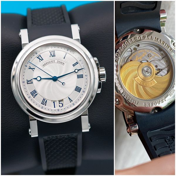 Breguet Marine. 5817ST. 39mm. Blue Hands, Indices. Gold Rot…