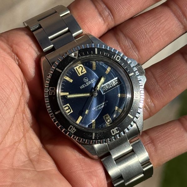 [WTS] Helbros Vintage Day Date Skindiver Blue Dial Automati…