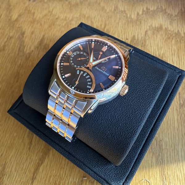 FS Orient Star Retrograde Two Tone SS/Rose Gold Blue Dial S…