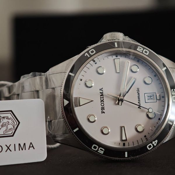 Proxima PX1697 white enamel dial, neu, vollverklebt
