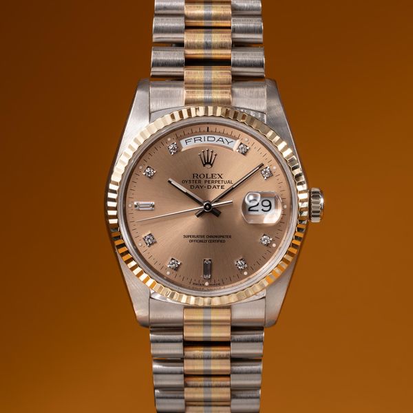 FS: 1990 Rolex Tridor Day-Date 18239 Rose Diamond Dial